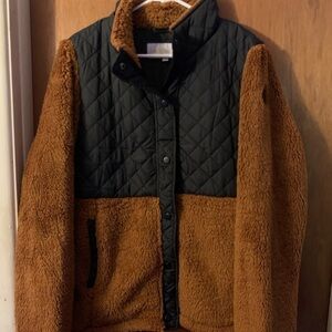 Madden Girl Women’s XL mixed media Fleece Snap up jacket Steve Madden